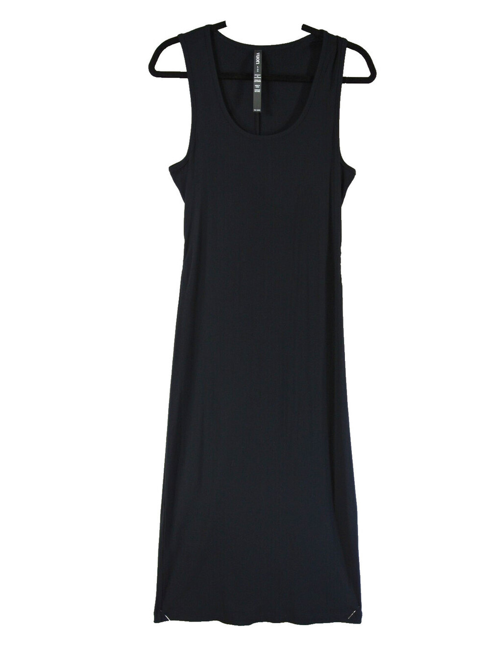 NEW, Vuori Pose Scoop Neck Midi Tank Dress in Black Sz L #MD2397
